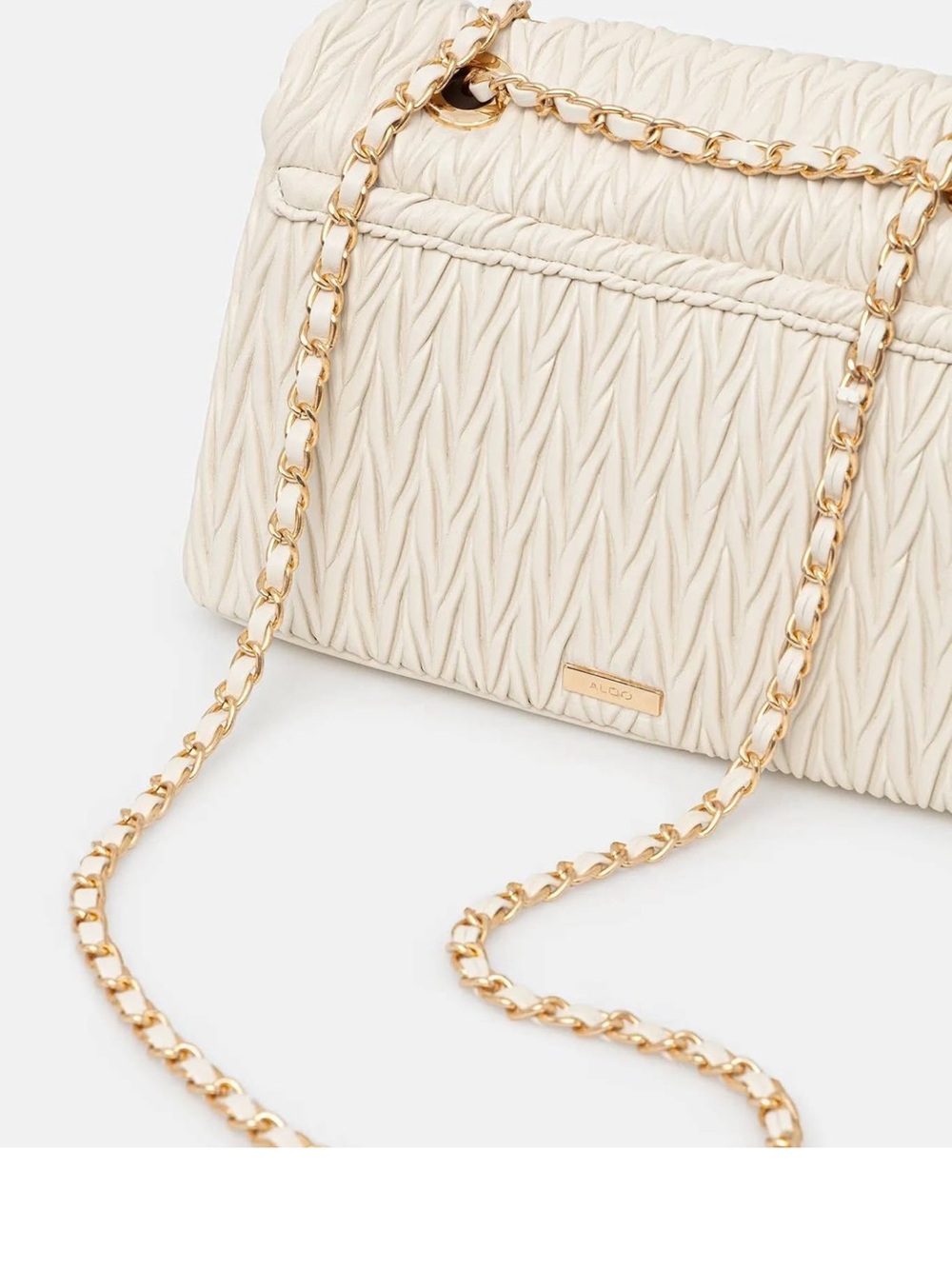 ALDO Simkee Quilted Cream Chain Shoulder Bag - Picture 7 of 7